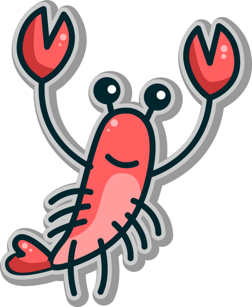Cute sticker Shrimp icon png