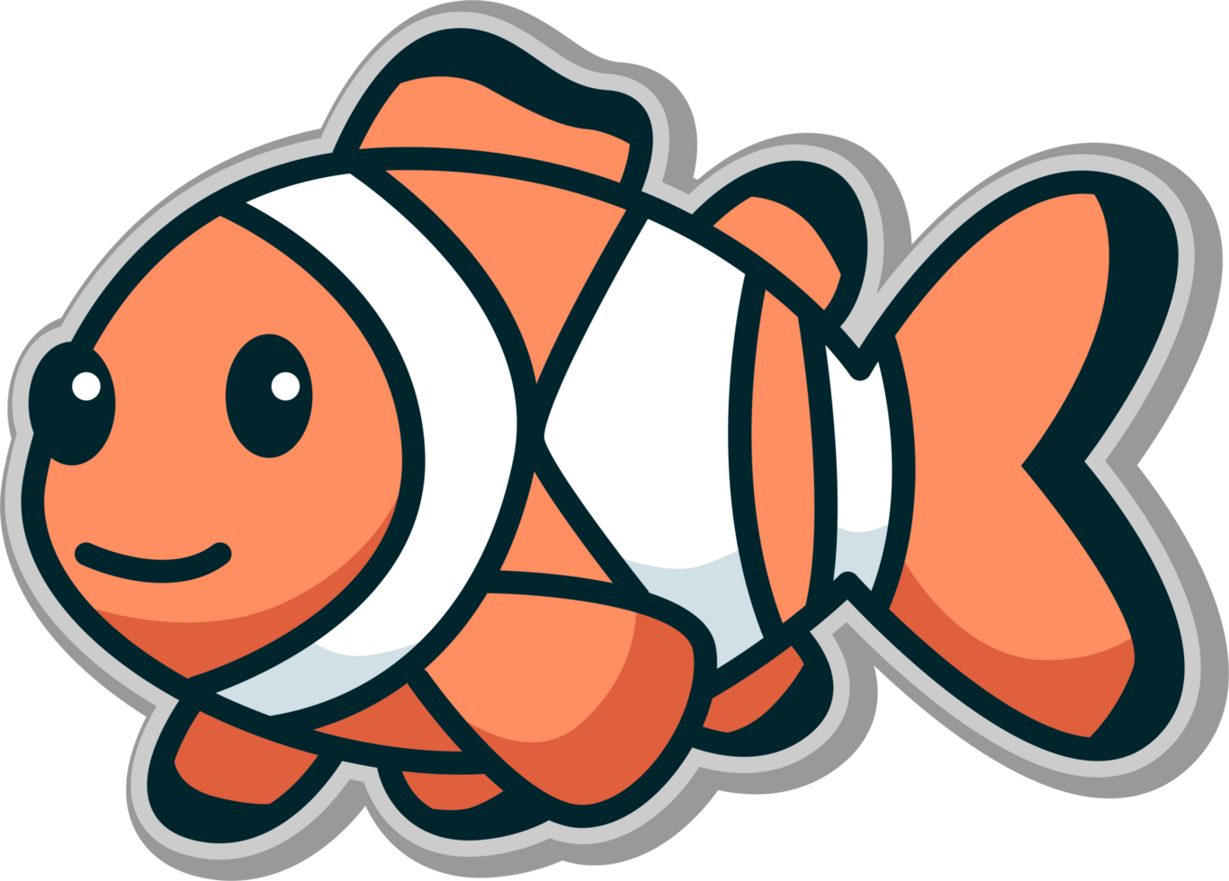 Clown fish icon in flat style isolated on white background png