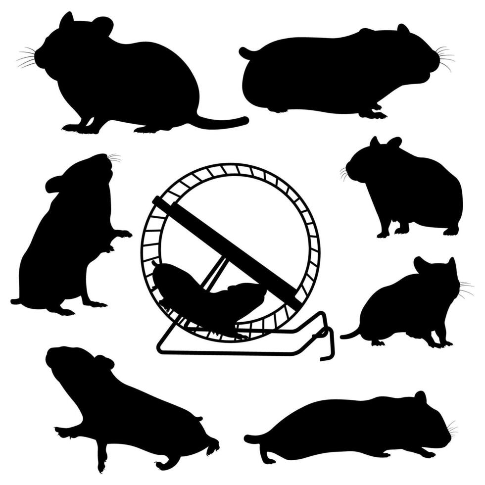 Hamster silhouette illustration set vector