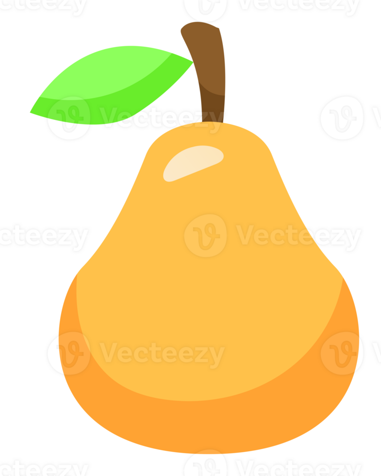 Cute Pear Fruit Sticker. Cute Cartoon Illustration png
