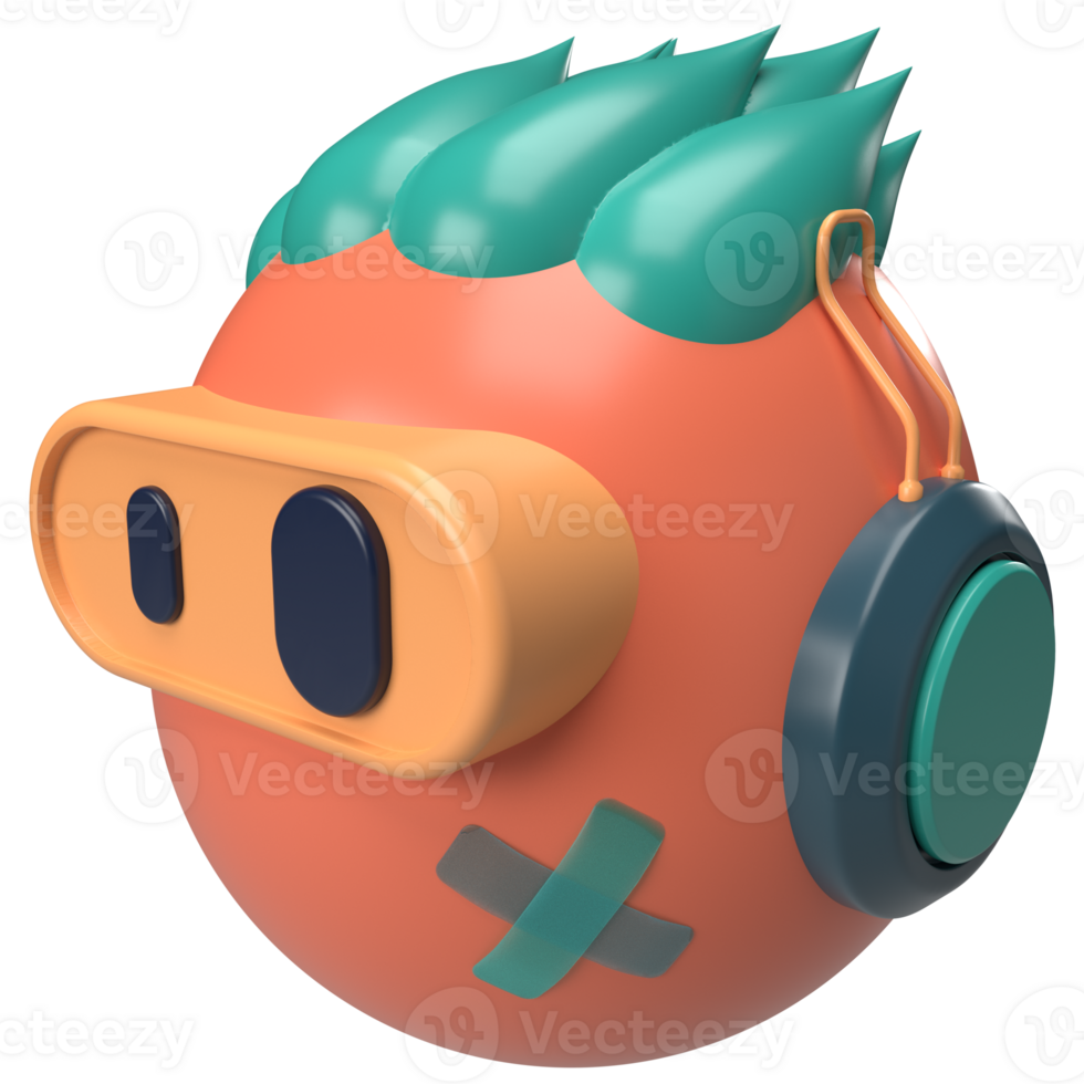 3D character cyberpunk side view png