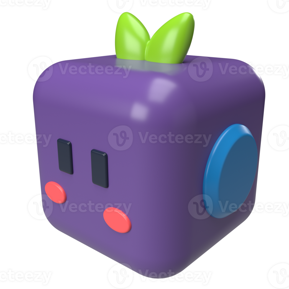 3D character eggplant side view png