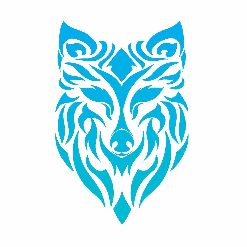 illustration graphics of tribal art design ice wolf head vector