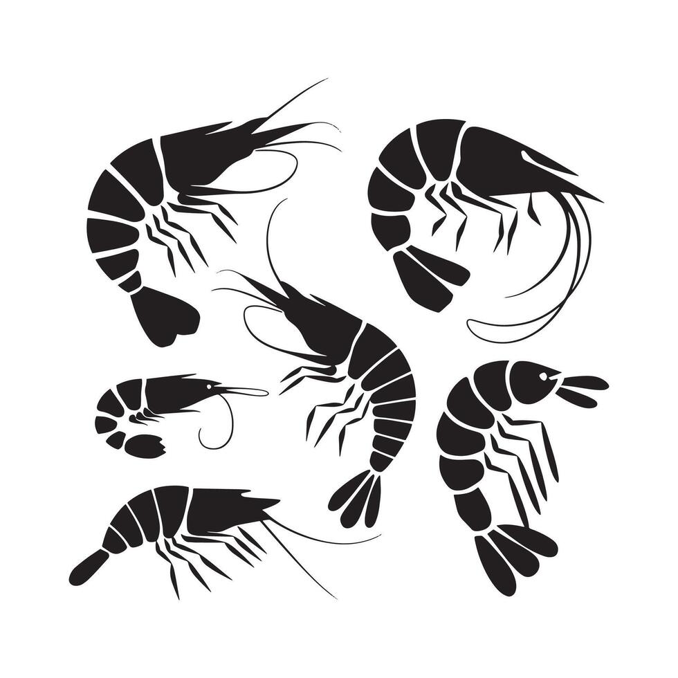 Shrimp silhouette illustration vector