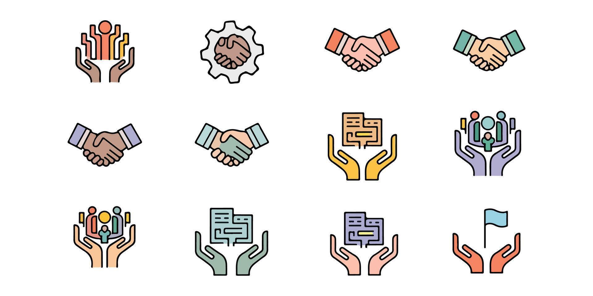 Business teamwork icon set featuring team collaboration vector