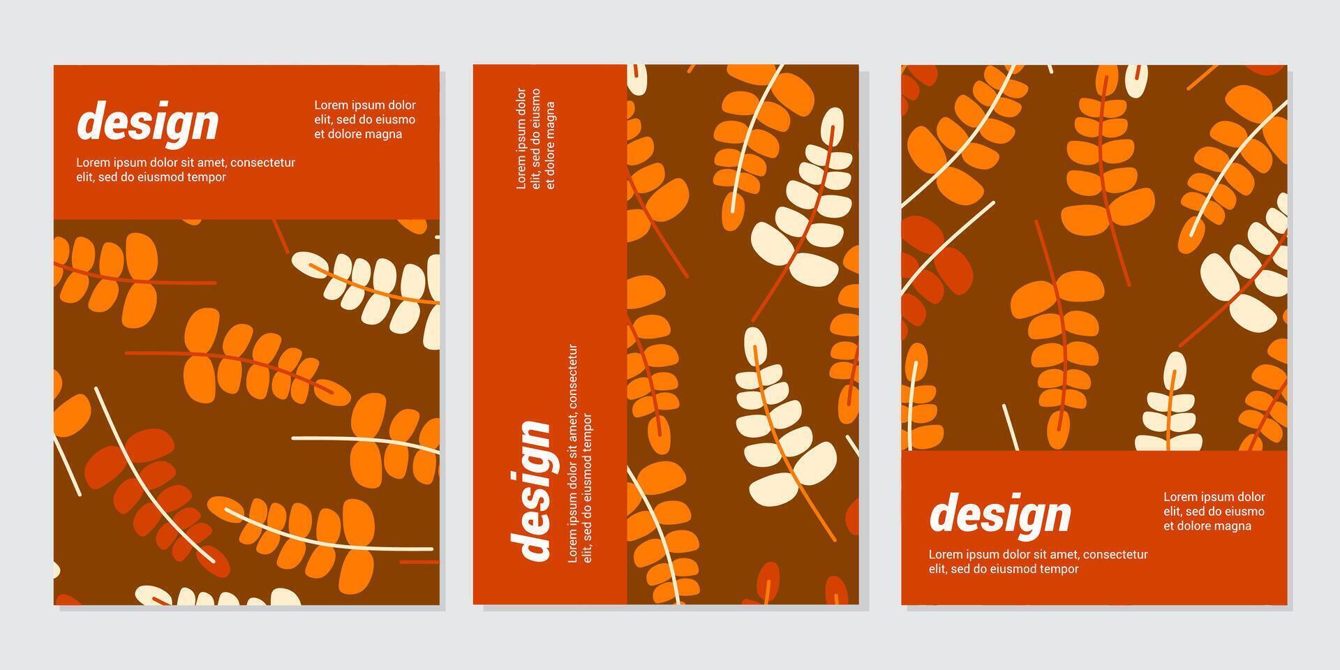 three vertical banners with leaves and orange vector