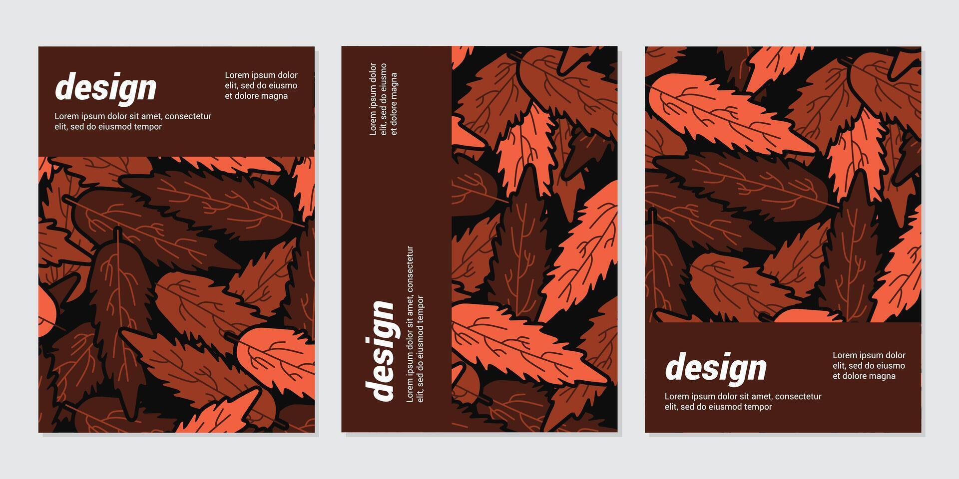 three vertical banners with leaves vector