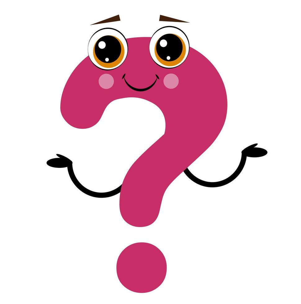 Question mark with eyes and hands on a white background vector