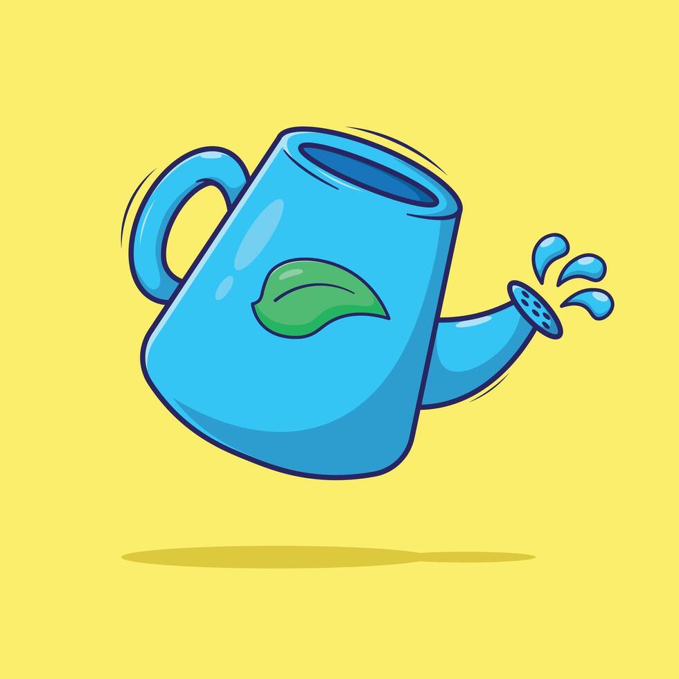 Flat cartoon of cute watering can illustration suitable for icon symbol mascot and others uses vector