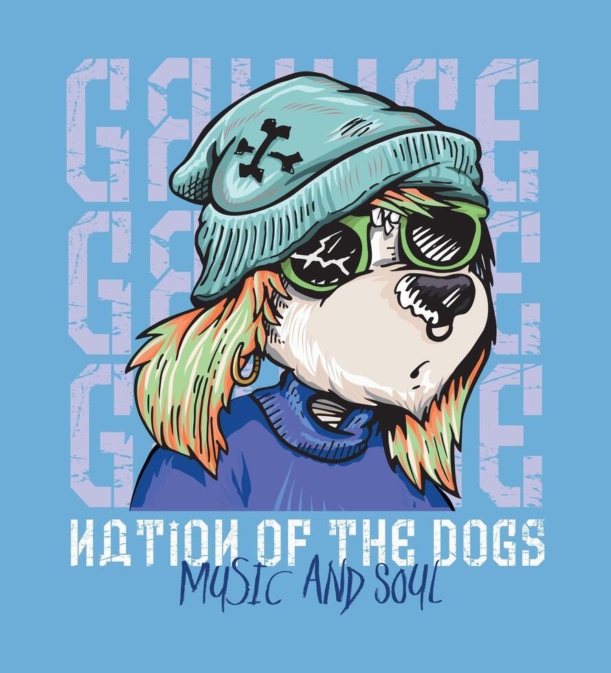 Cartoon style dog illustration. Art composition with lettering. Design for prints on t-shirts, posters, etc. vector