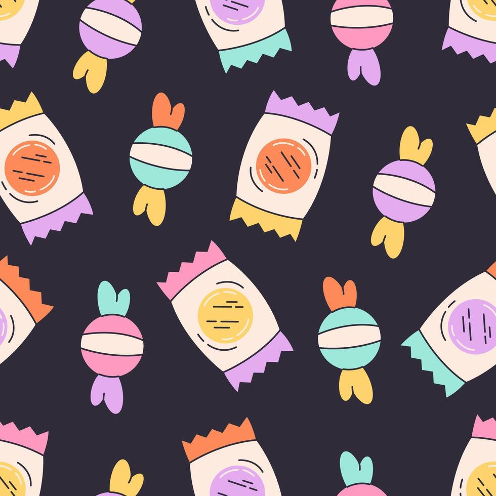 Seamless pattern with sweets and candies vector