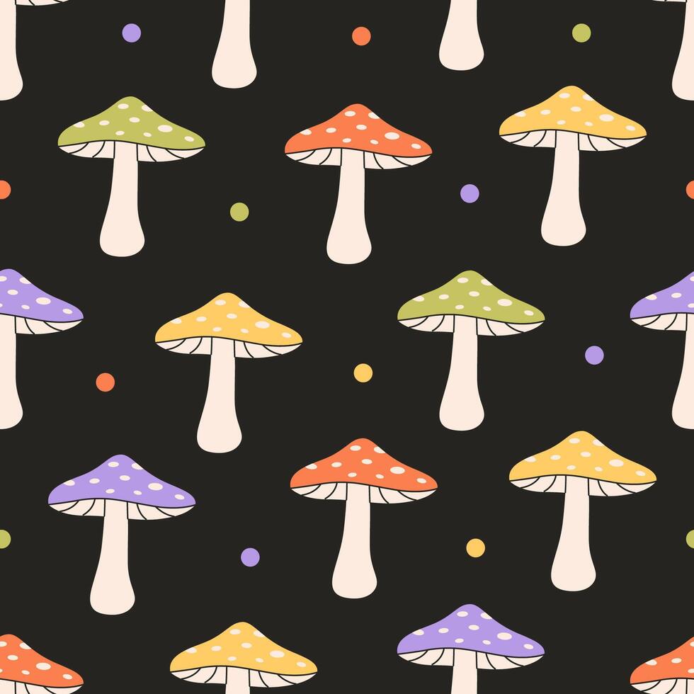 Fly agaric mushroom seamless pattern. Texture for banners, wallpapers, textiles, wrapping paper vector