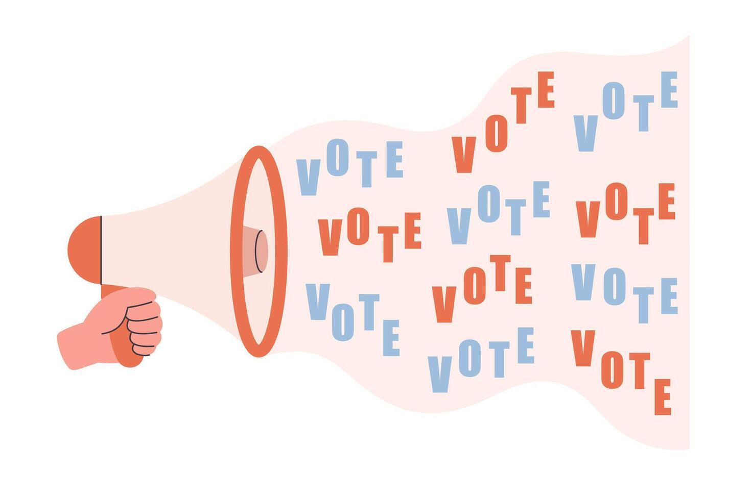 Megaphone, loudspeaker in hand. Voting and elections concept vector