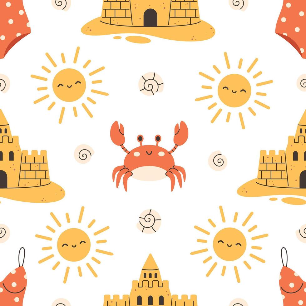 Seamless pattern with summer elements vector