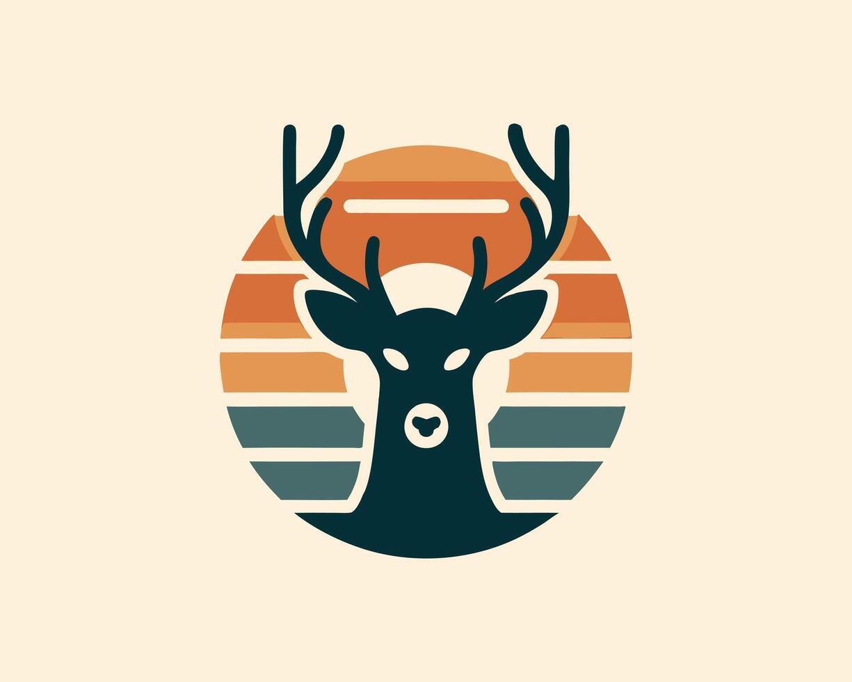 a deer head with horns on a background vector