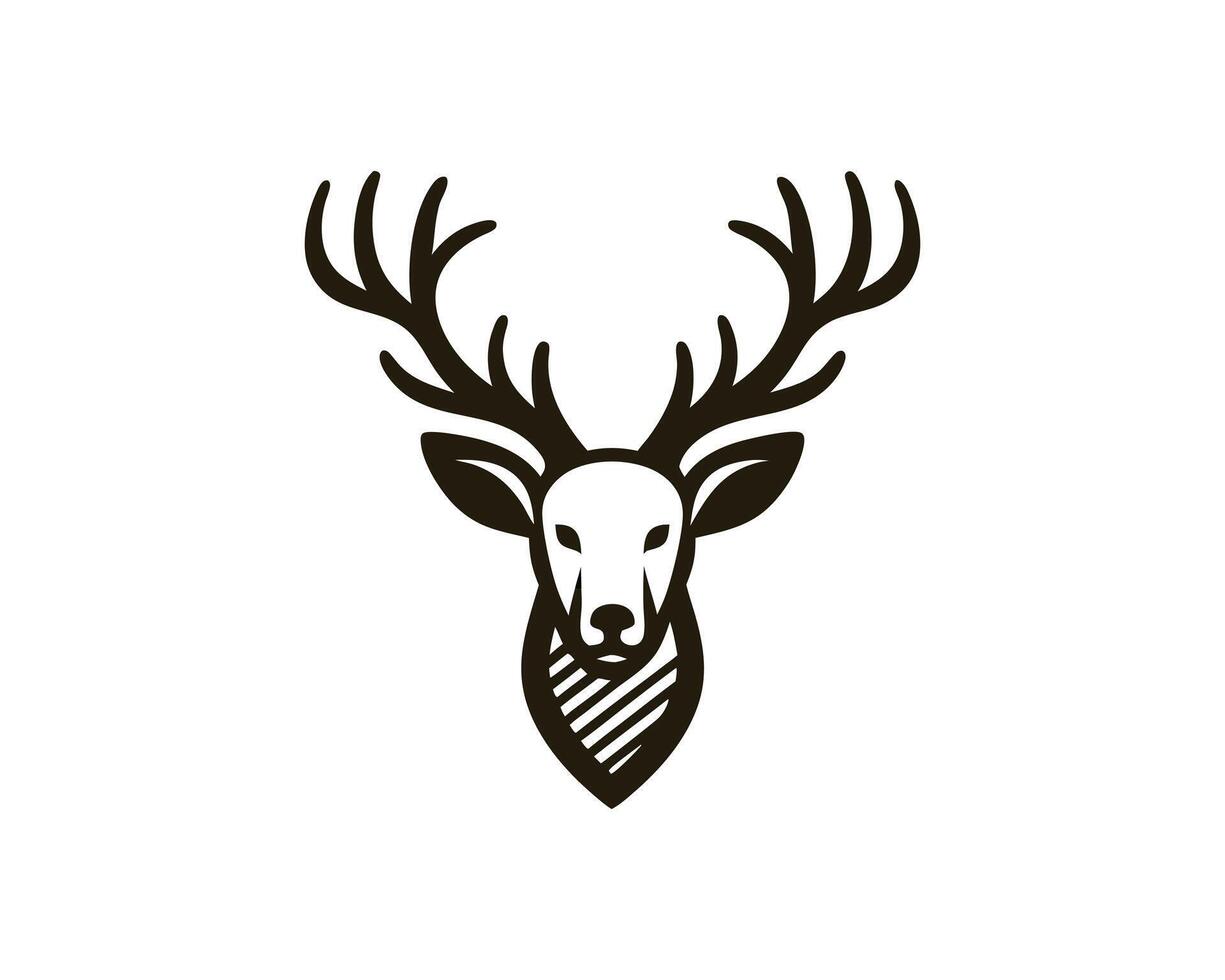 a deer head with a striped neck and antlers vector