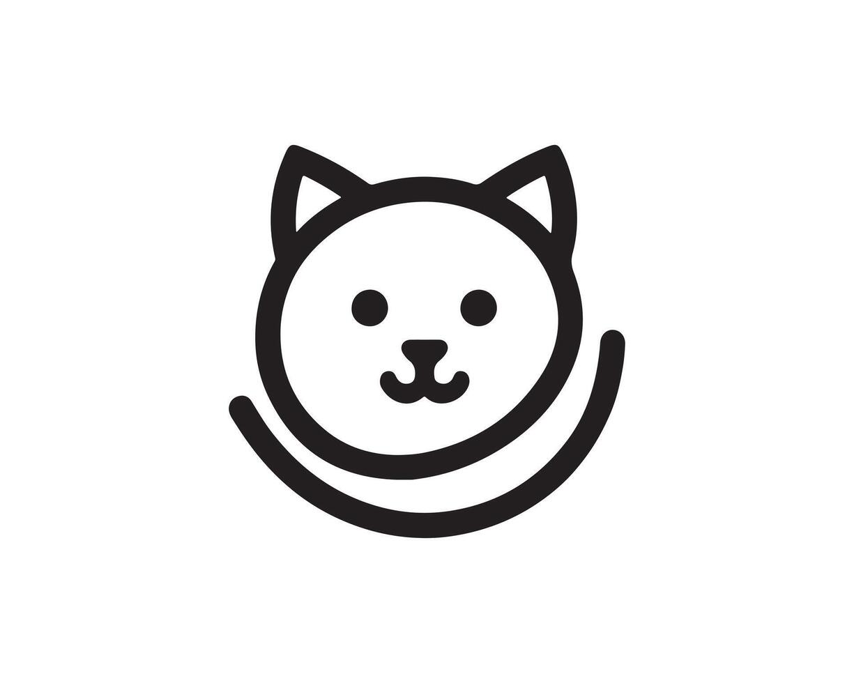 a black and white cat head icon vector