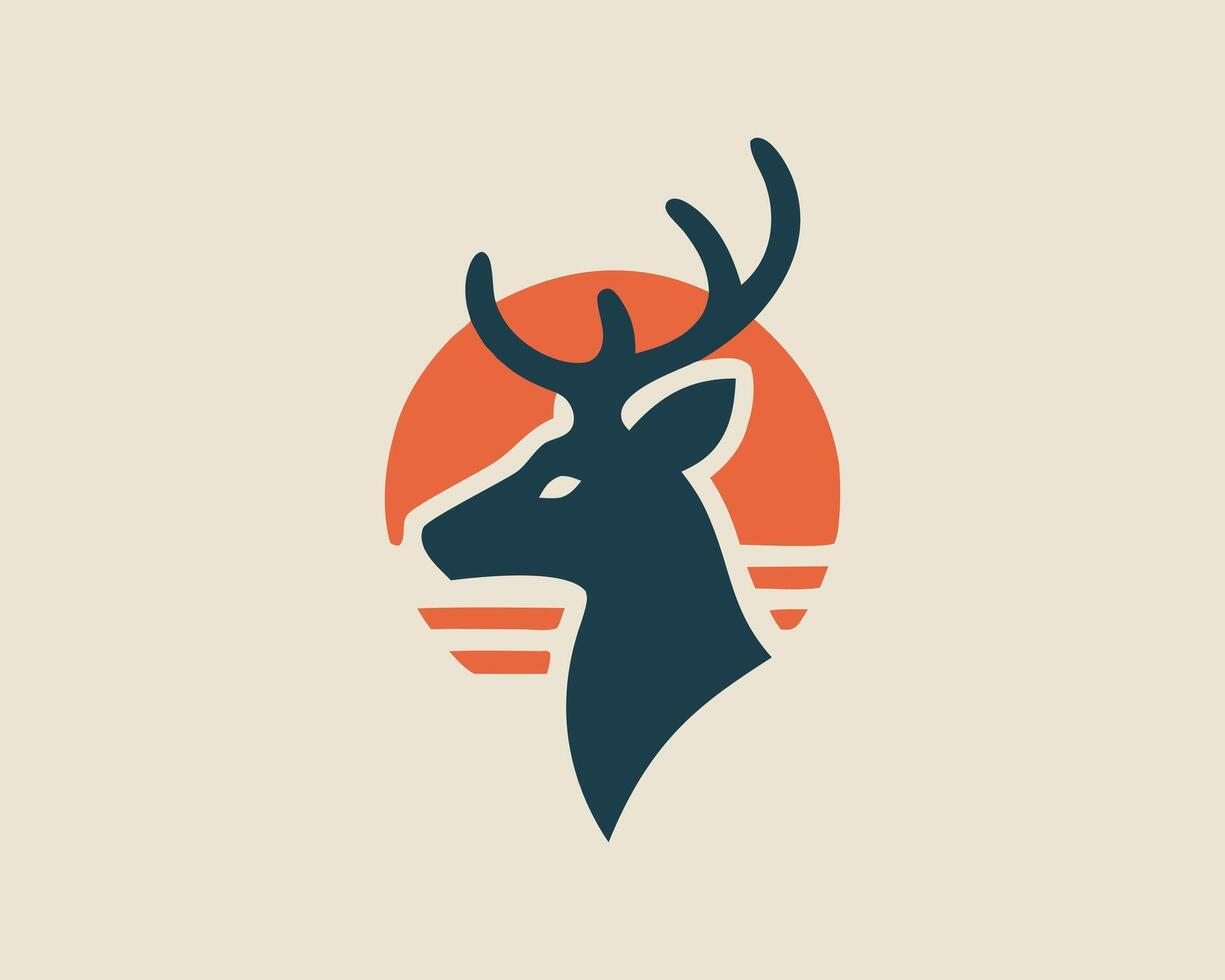 a deer head with a sun in the background vector