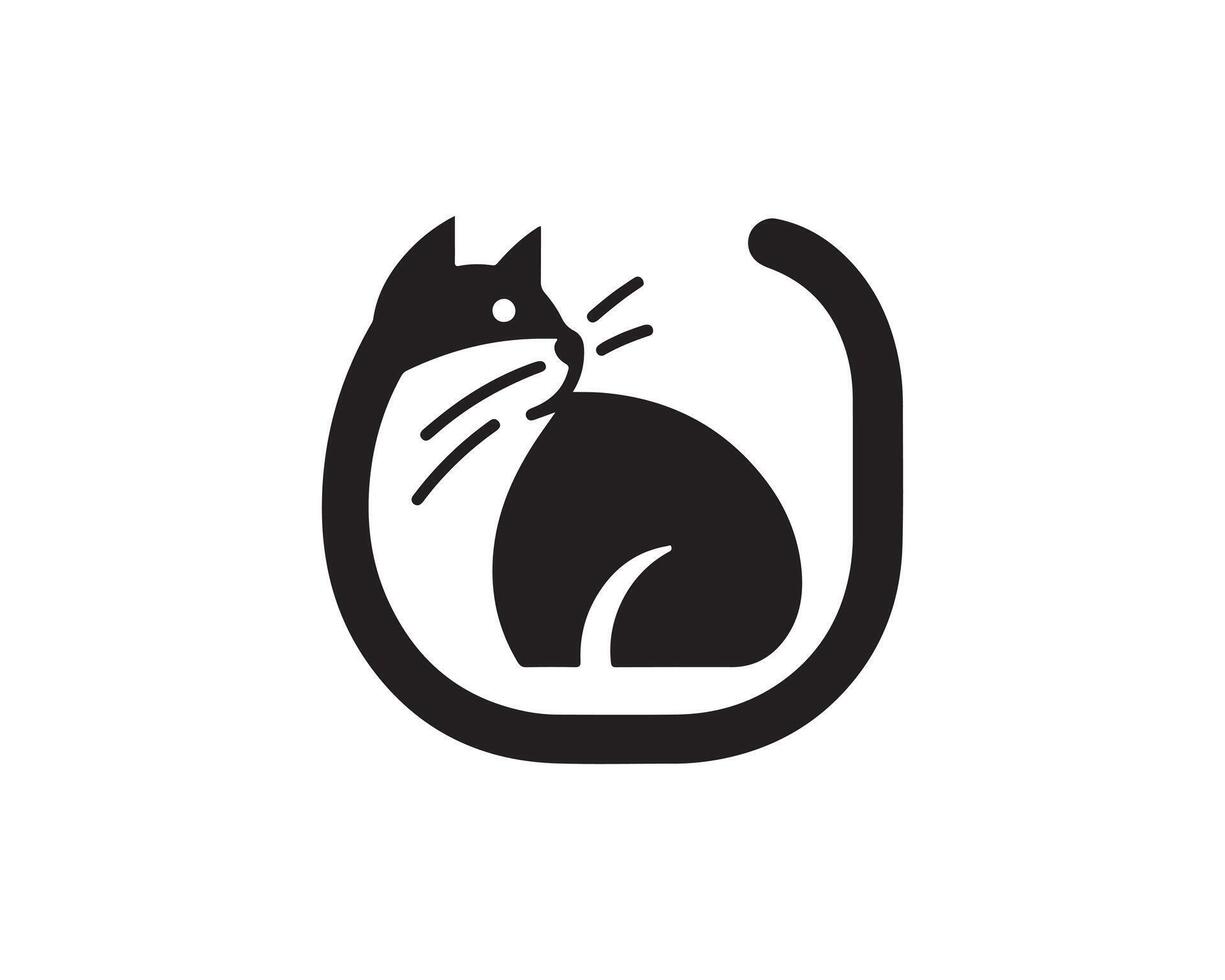a black and white cat logo on a white background vector
