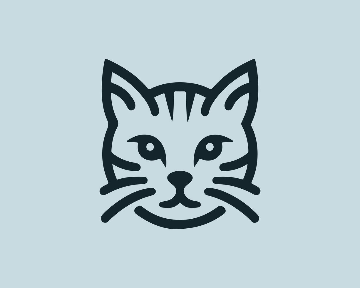 a cat's head icon on a blue background vector