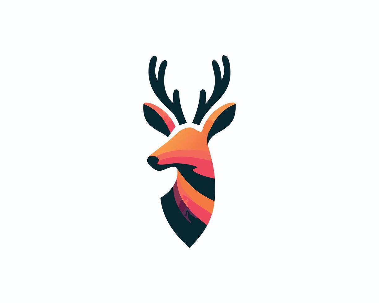 a deer head with a colorful pattern on it vector