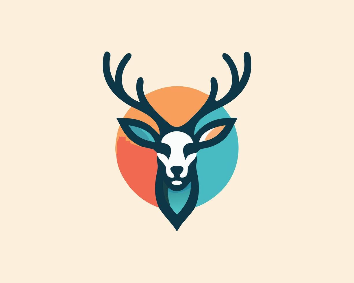 a deer head logo with a circle in the middle vector