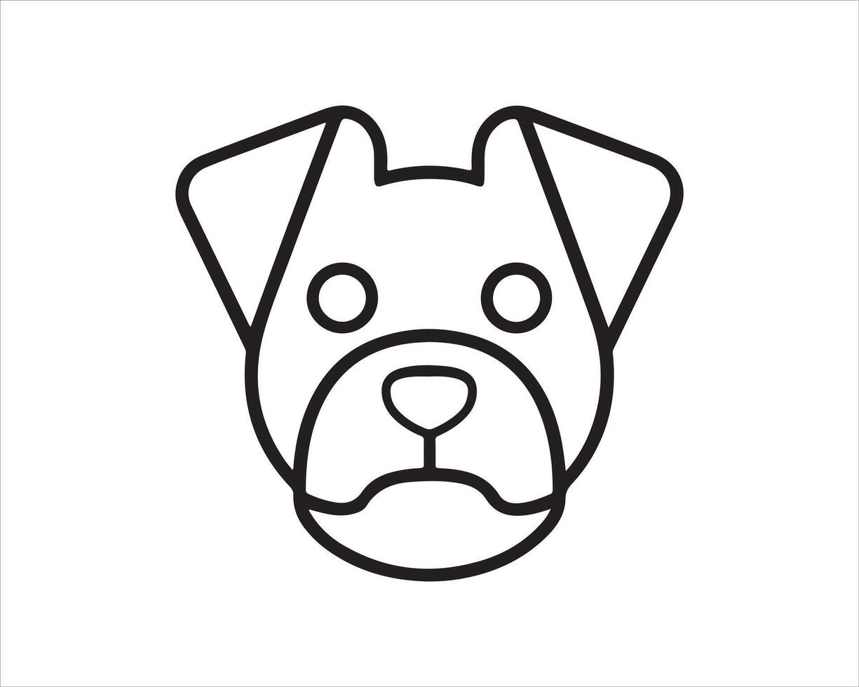 a dog's head icon in a line drawing vector