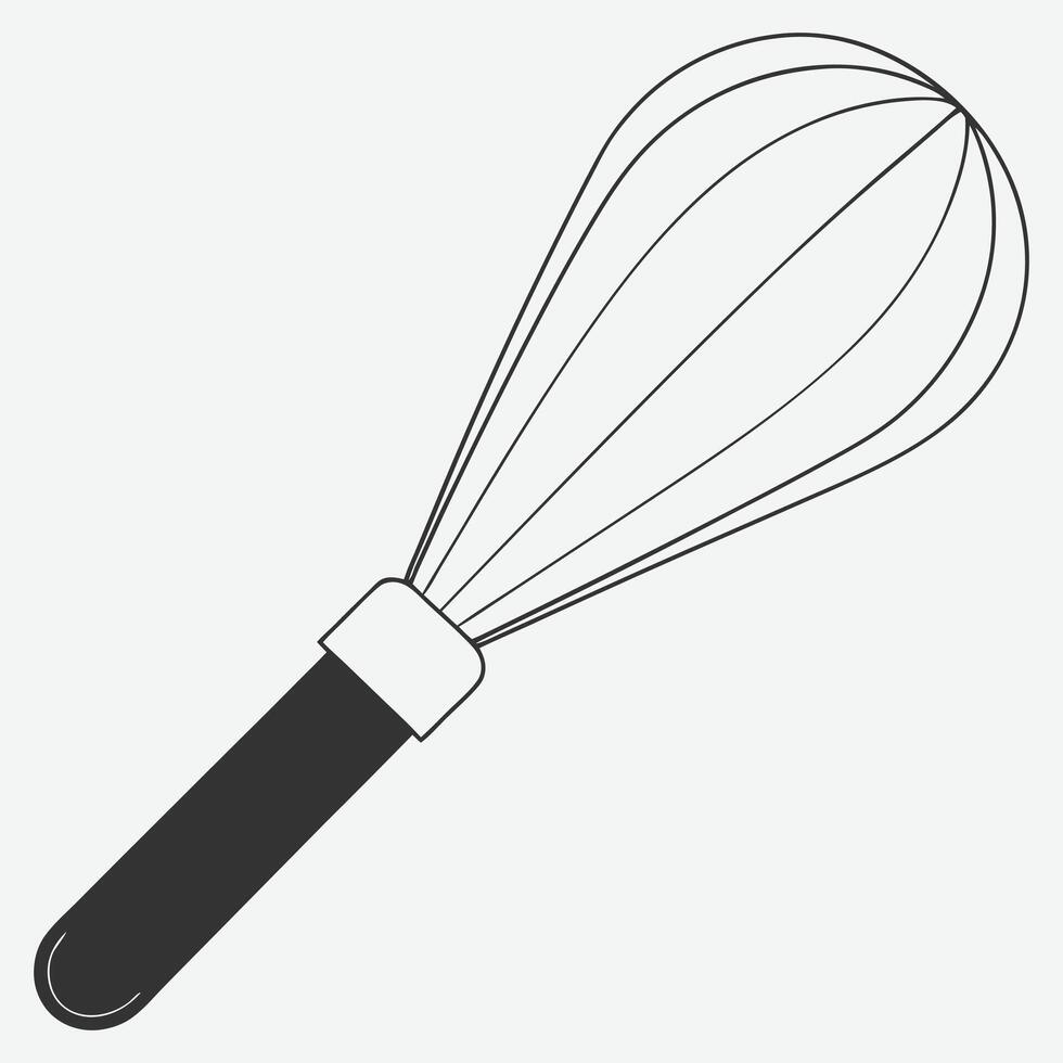 Elegant Whisk Kitchenware ,Detailed Line Art Illustration vector