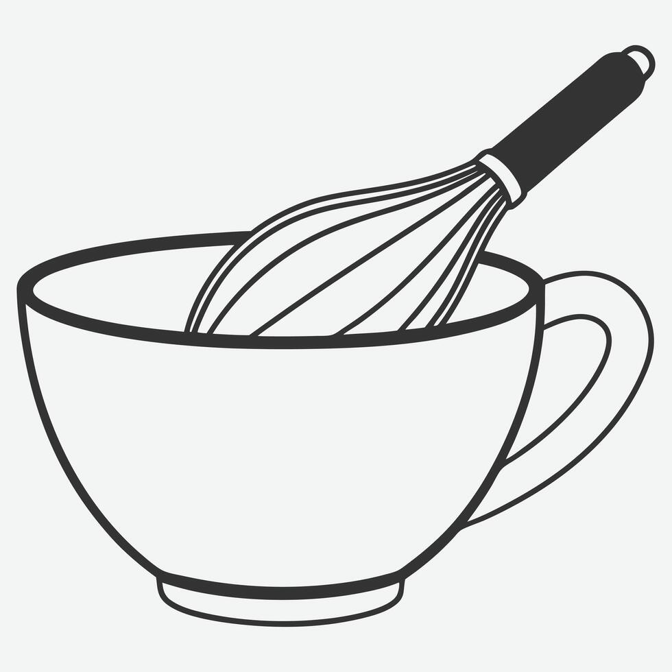 Elegant Whisk Kitchenware Line Art Detailed and Stylish Illustration vector