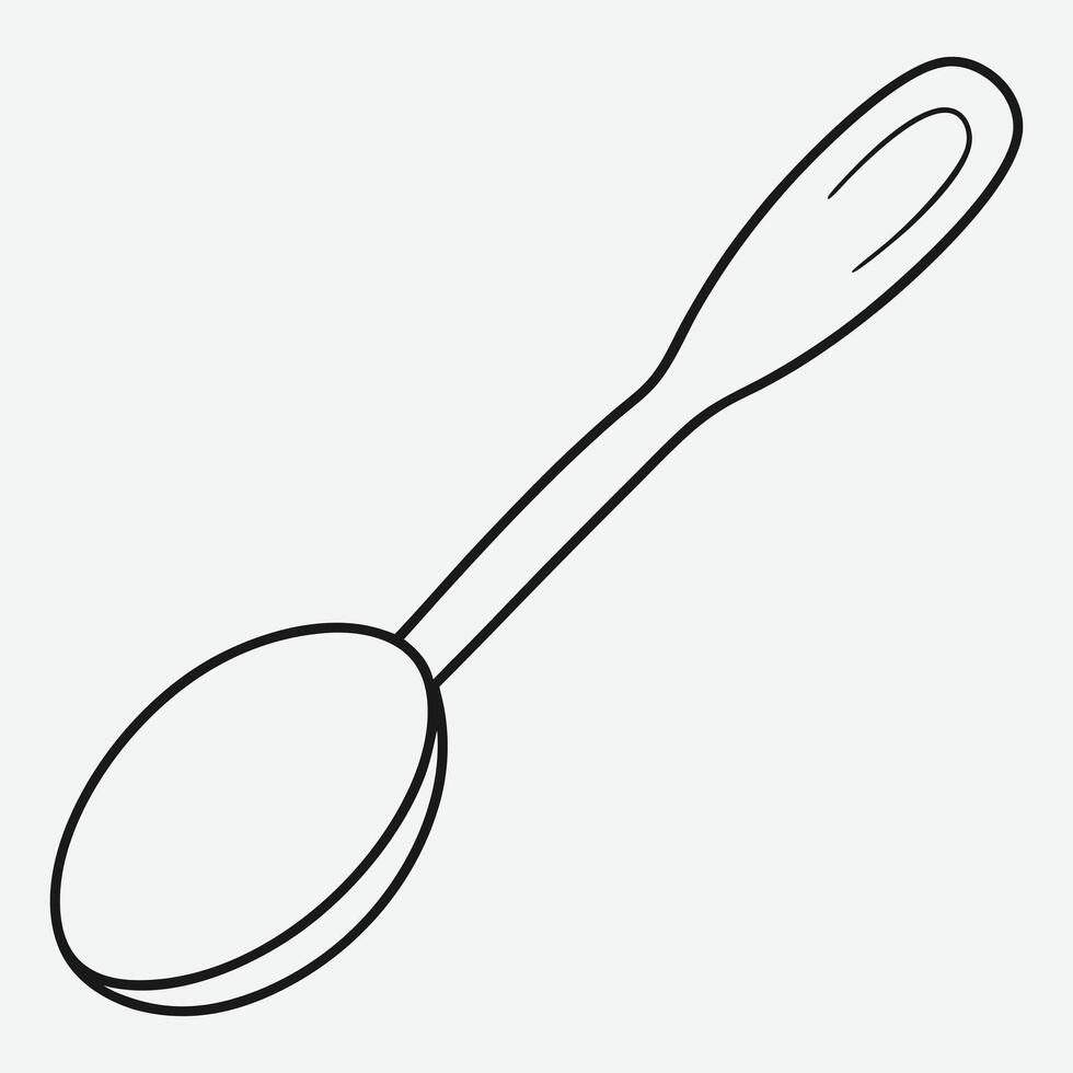 Elegant Cooking Spoon Line Art - Detailed Culinary Illustration vector