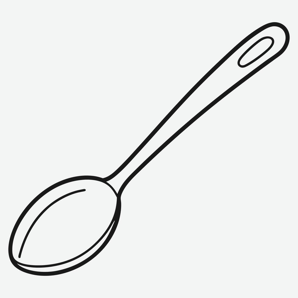 Elegant Cooking Spoon Line Art - Detailed Kitchen Utensil Illustration vector