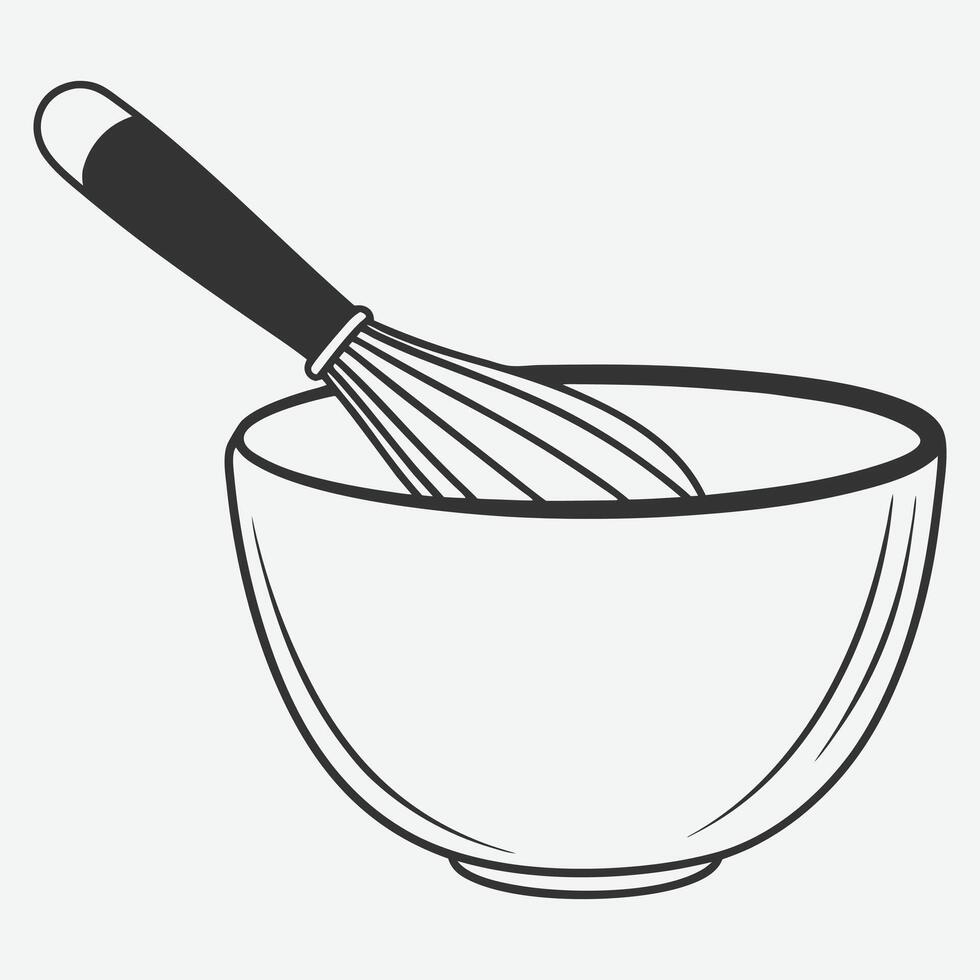 Whisk Kitchenware Sketch Line Art vector