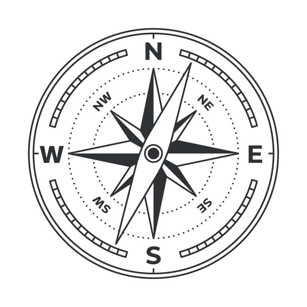 Navigation compass Wind rose isolated on white vector