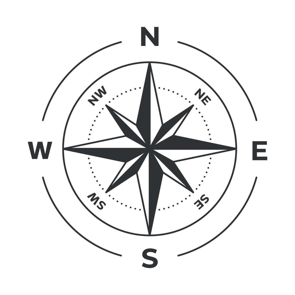 Compass background wind rose isolated realistic design, illustration on white background vector