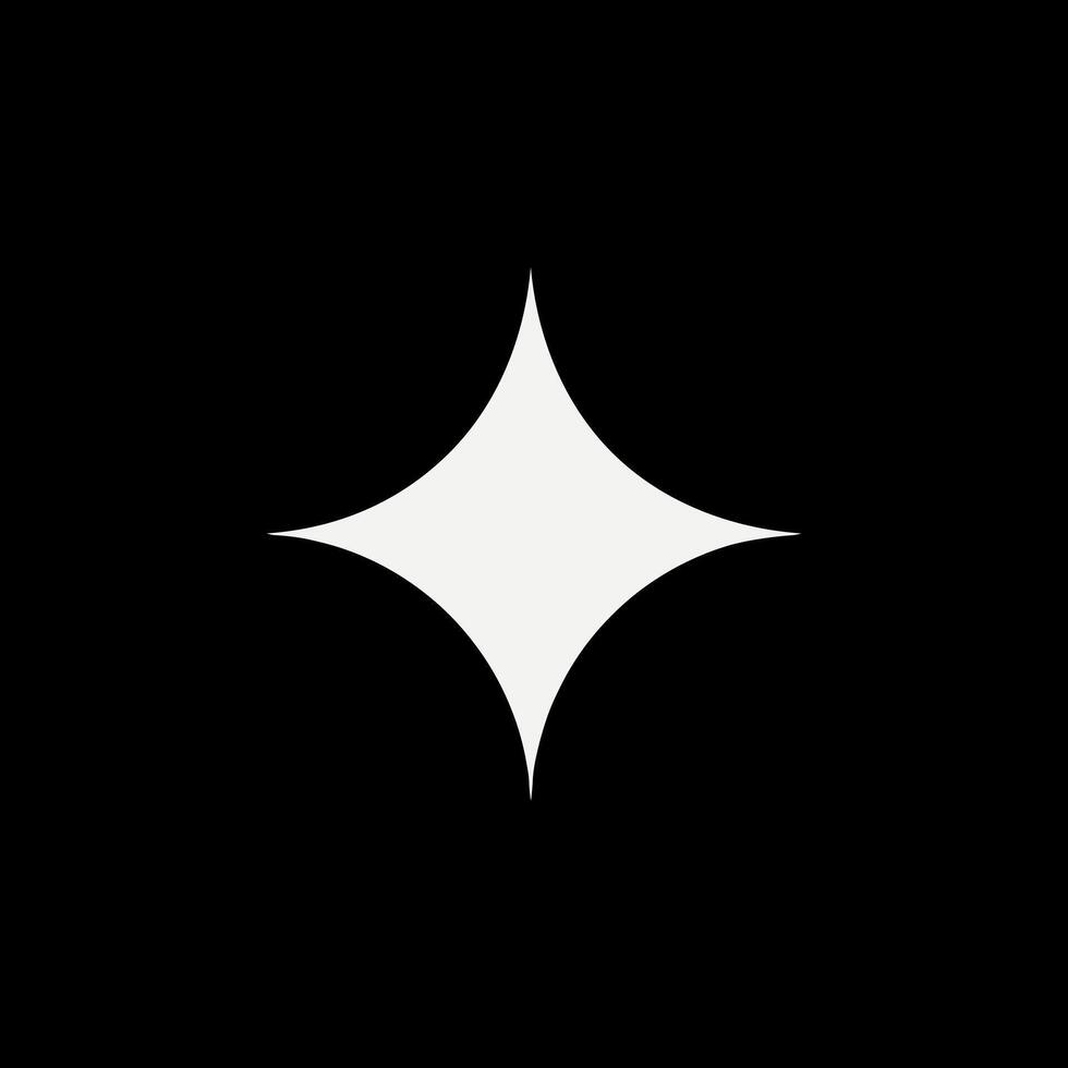 A four-pointed star-like shape, predominantly in white against a black background vector