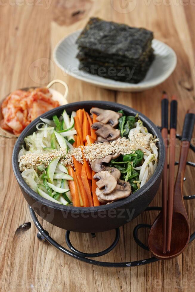 Vegetarian Bibimbap, Mix RIce Korean Dish. photo