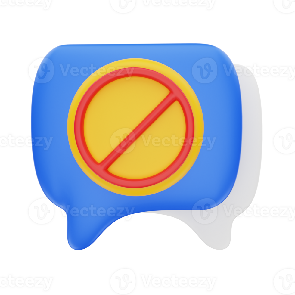3d rendering Chat Block icon object png