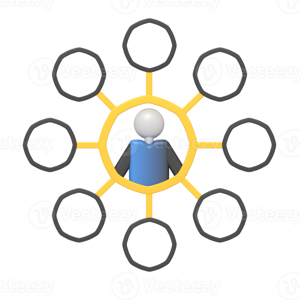 Profile network of rendering 3d png