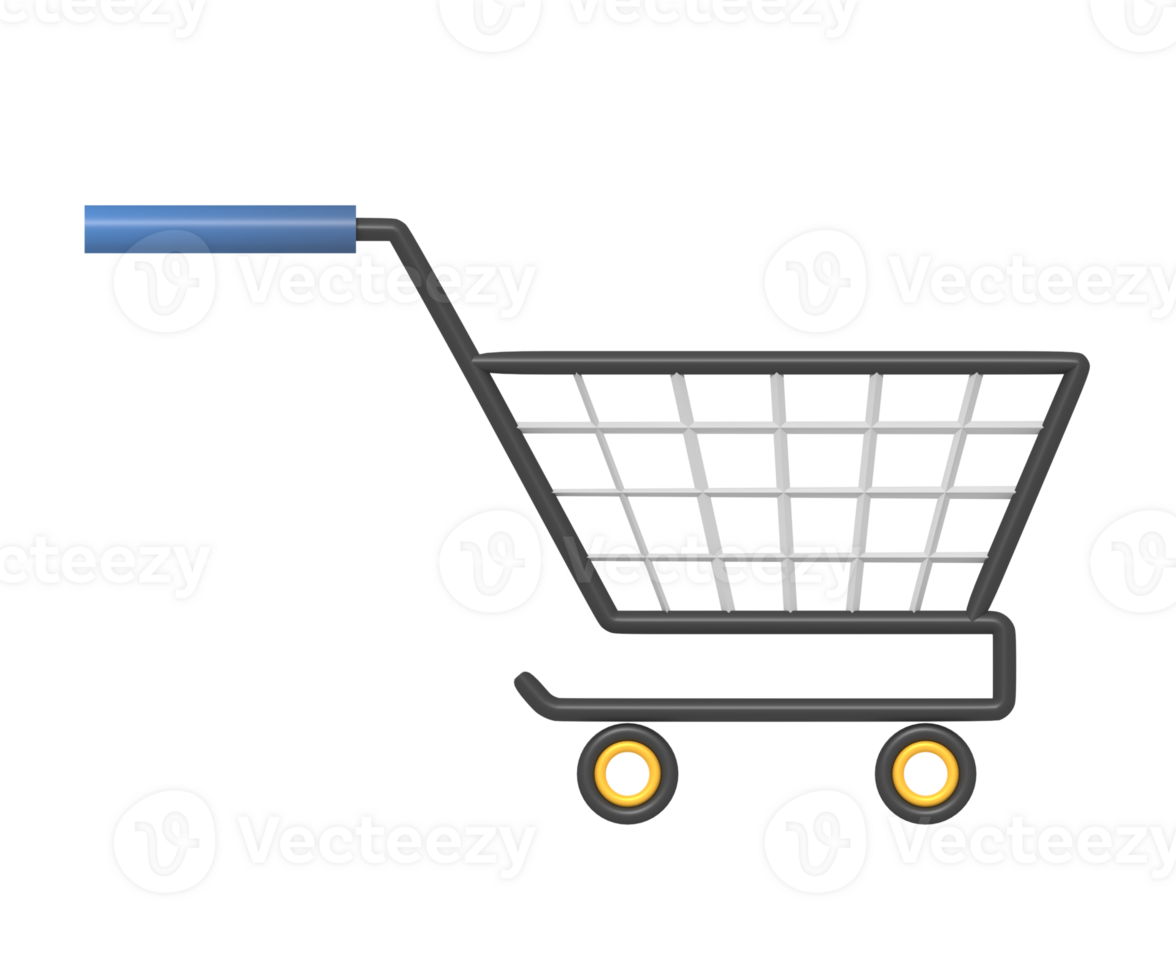 Shopping cart of rendering 3d png