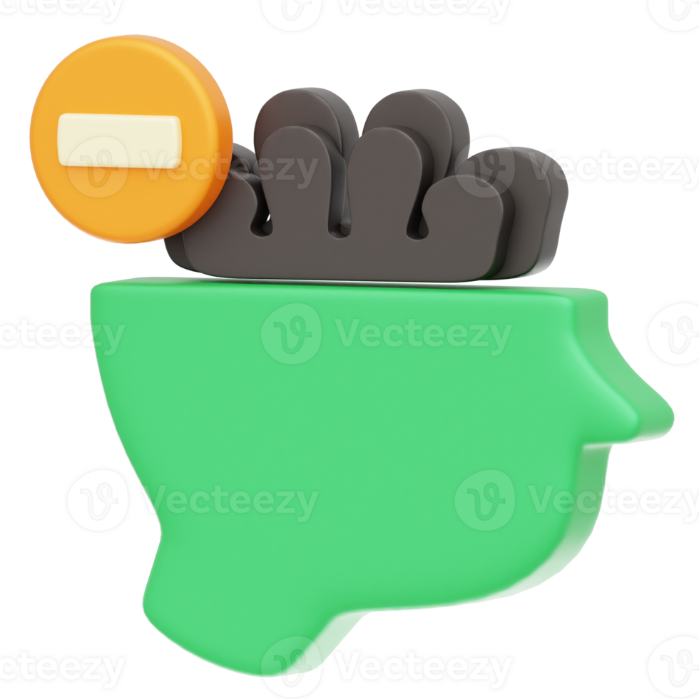 Negative thinking 3d illustration png