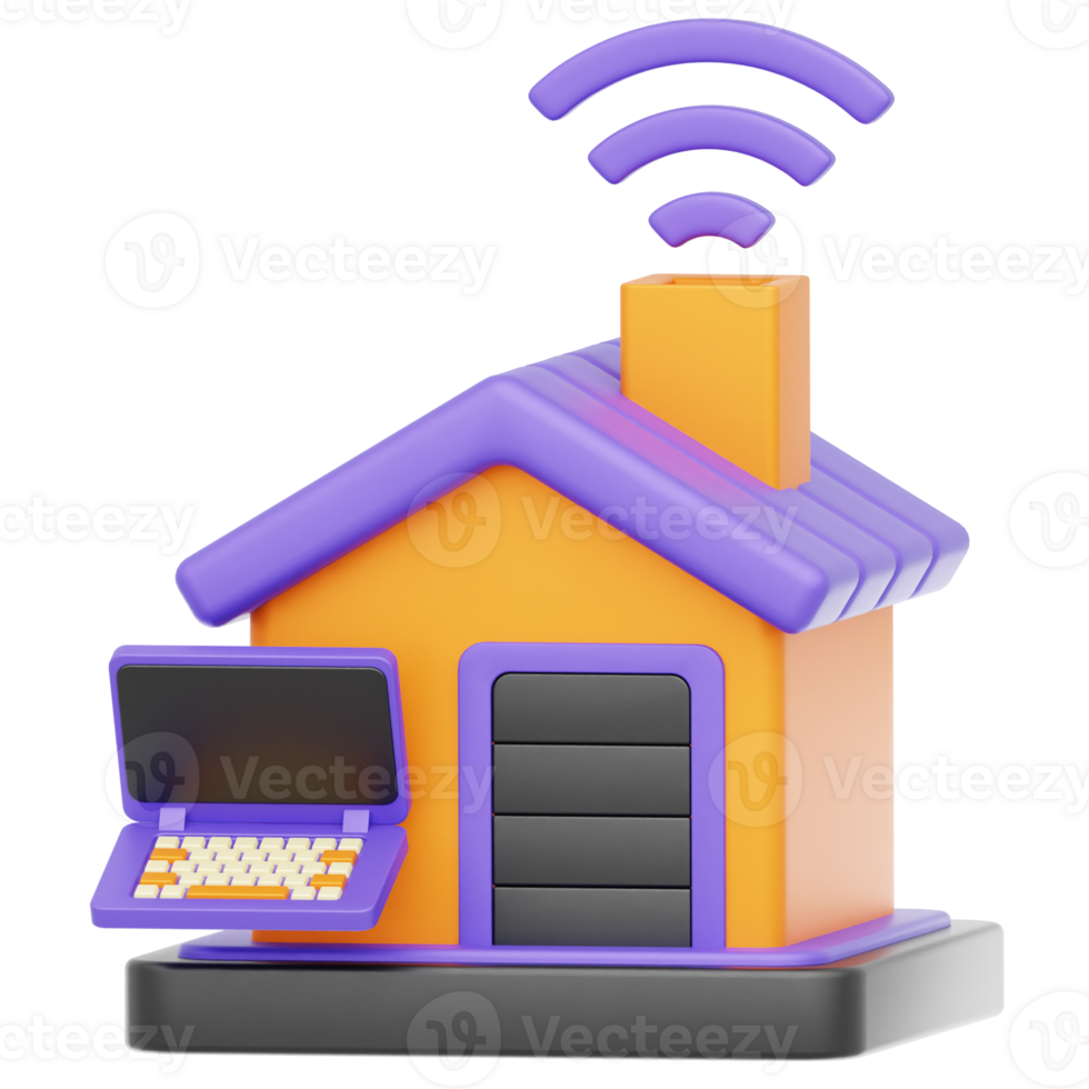 Work From Home 3d illustration png