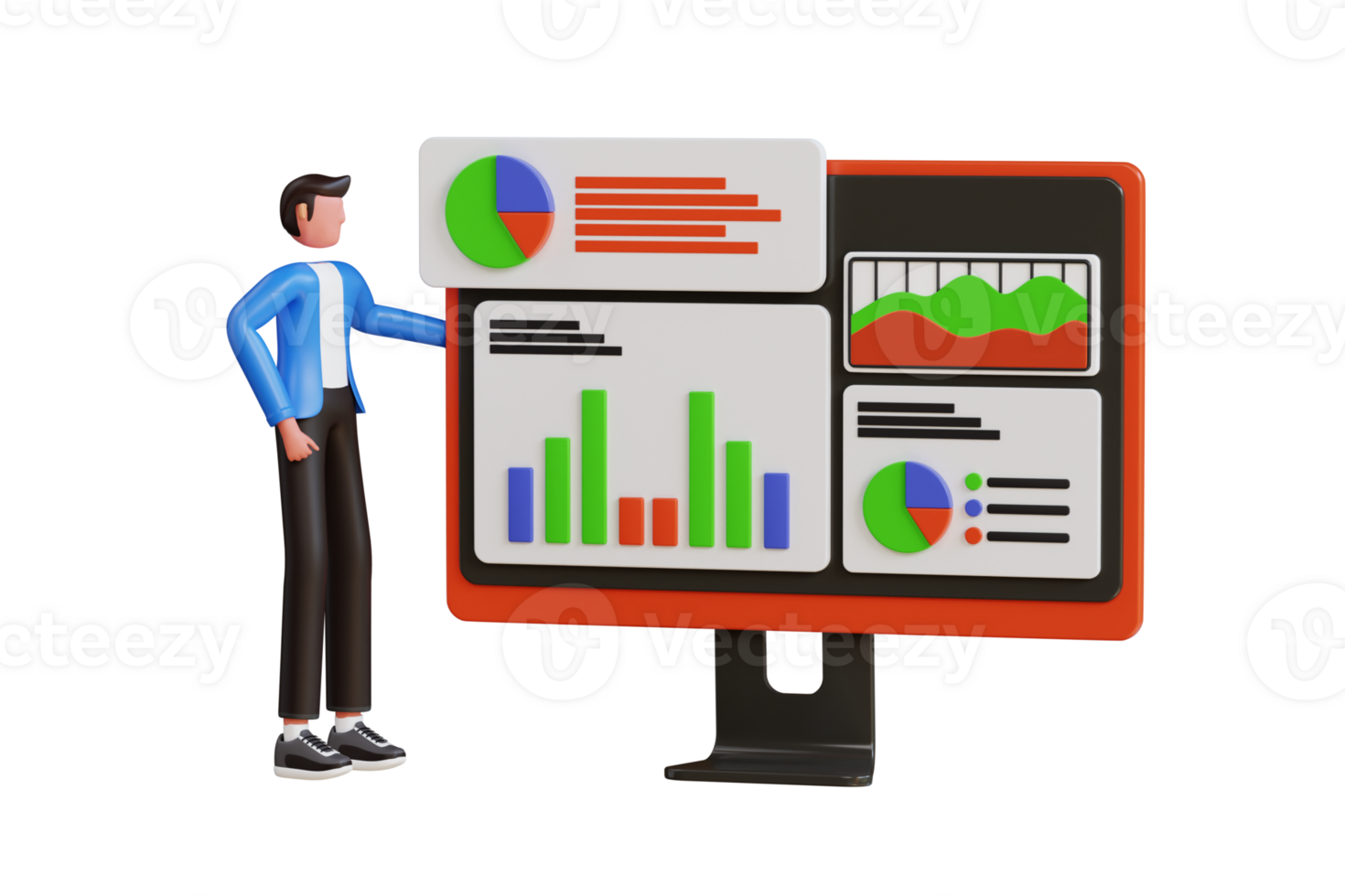 Company Performance Analysis 3D Illustration. Business statistics audit report 3d illustration png