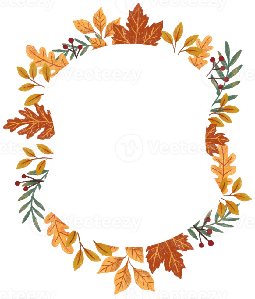 Autumn Curved Leaf Frame Illustration png