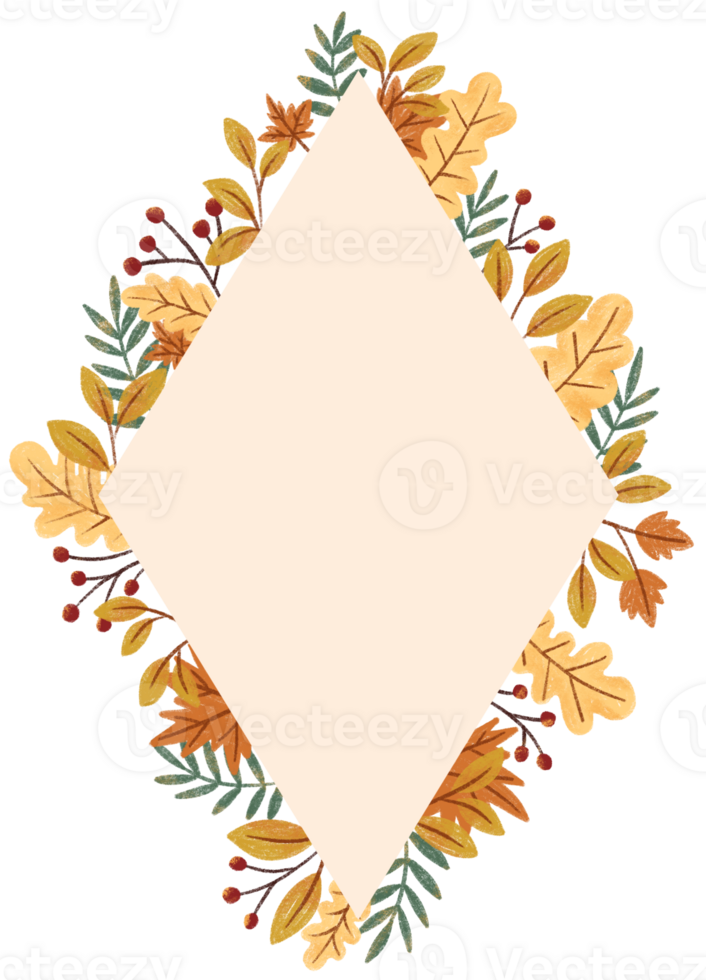 Autumn Floral Leaf Circle Frame Illustration png