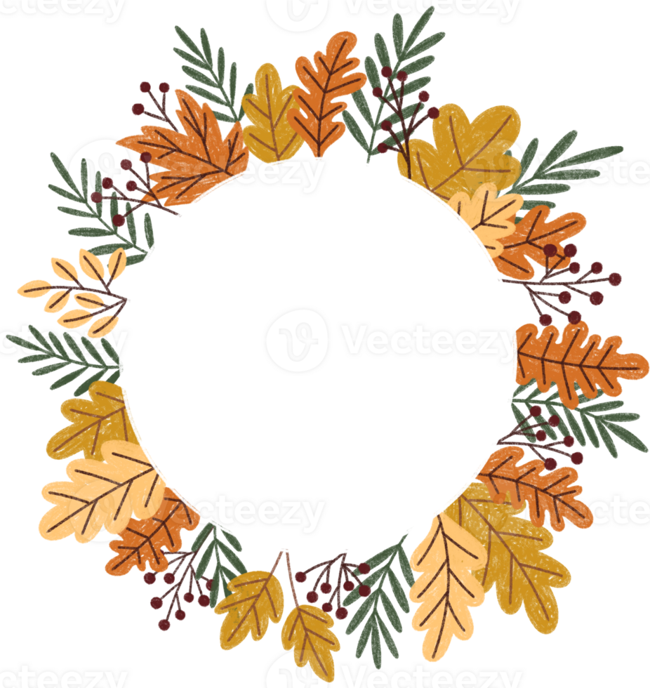 Autumn Circular Leaf Frame Illustration png