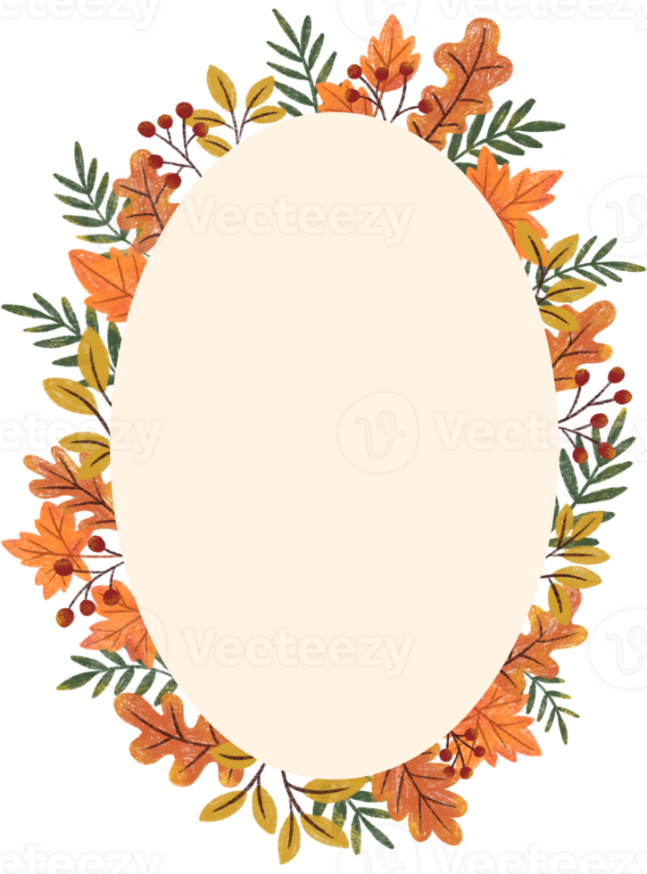 Rustic Autumn Diamond Leaf Frame Illustration png