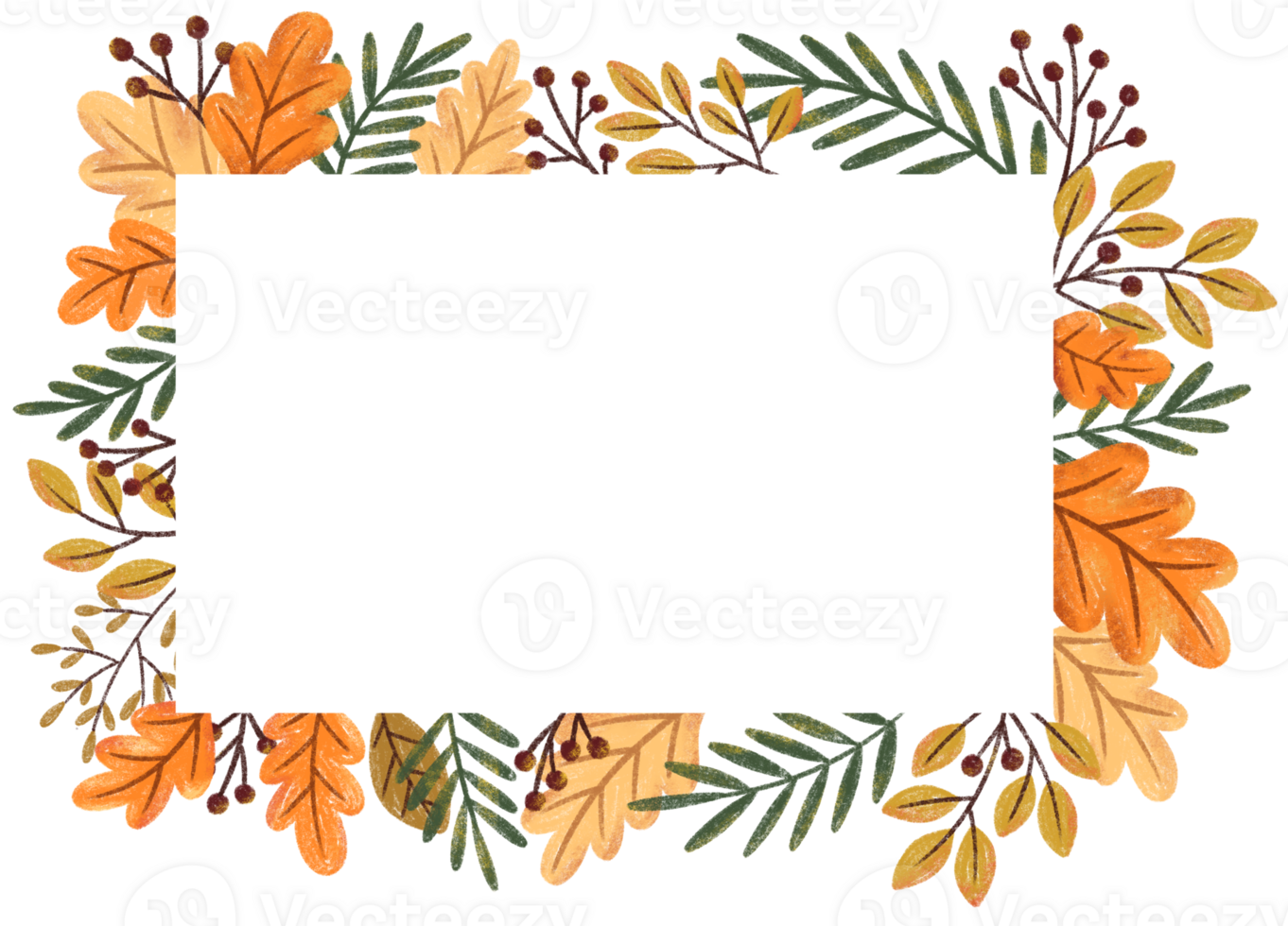 Autumn Rectangle Leaf Frame Illustration png