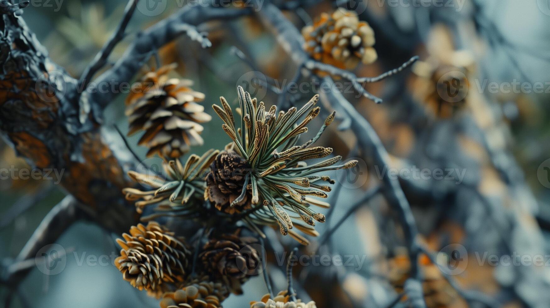 Dried pine tree pattern which has withered or lacks water botanical background photo
