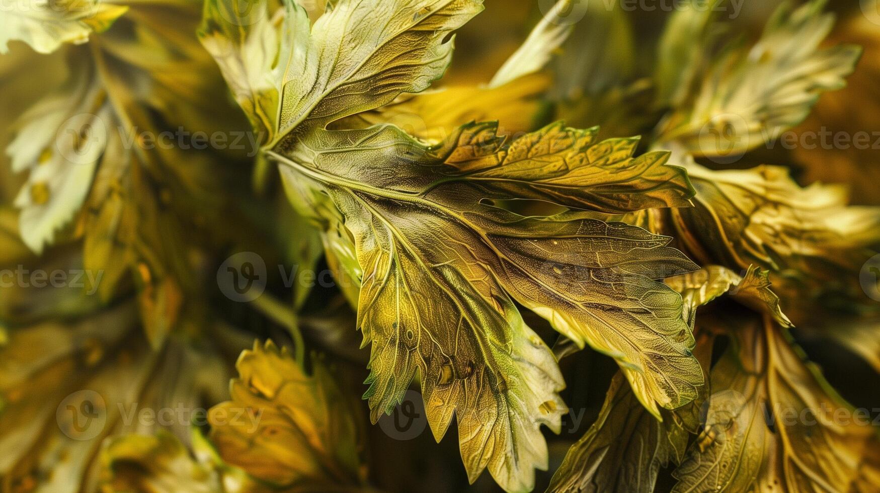 Closeup dried leaves celery aromatic herb seasoning vegetable for cooking culinary agriculture photo