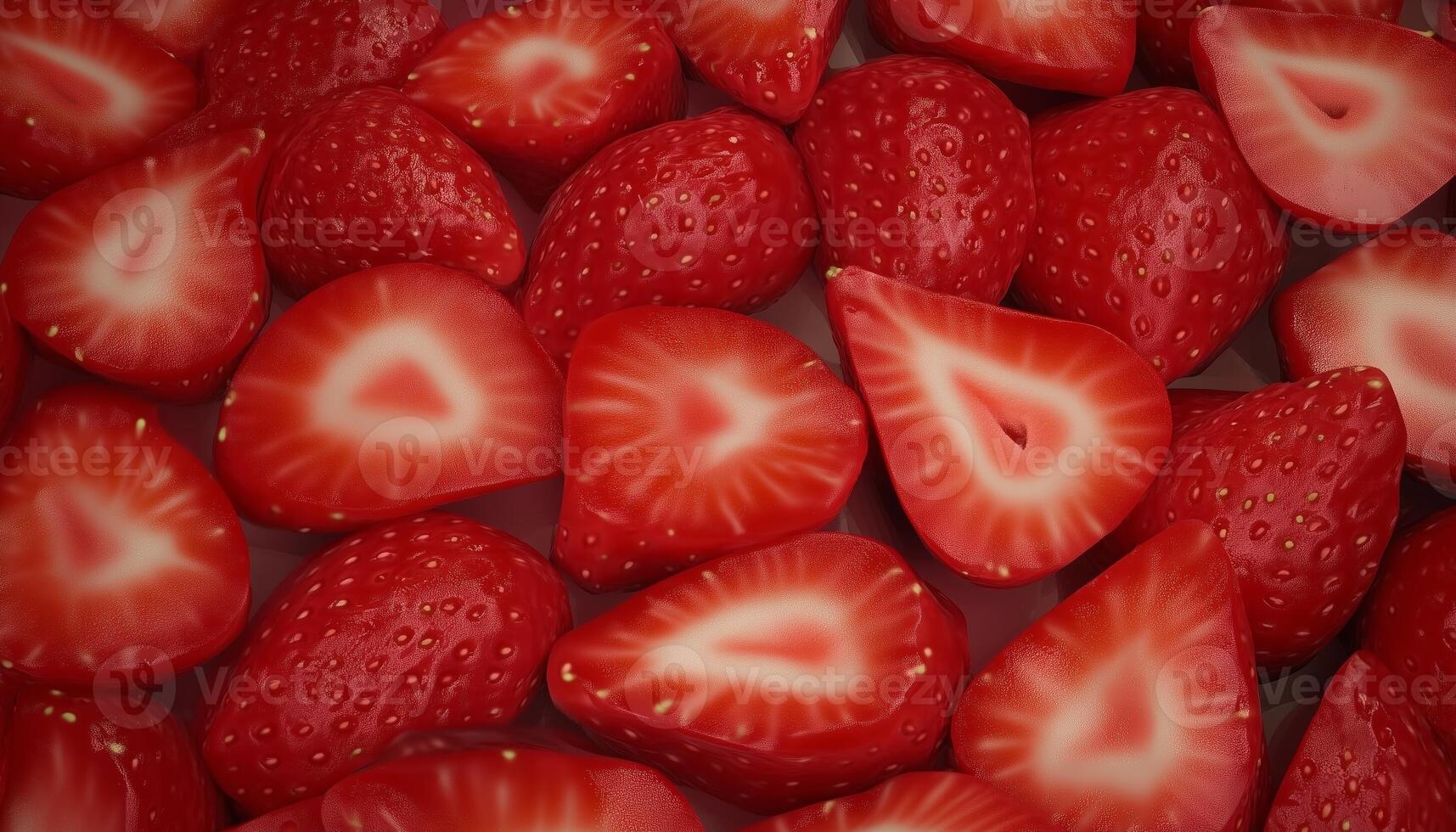 Strawberry slice closeup texture pattern red fruity seamless background photo